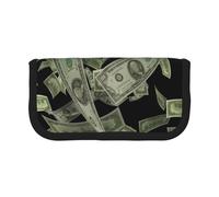 JKLQWC Cute Canvas Pencil Case Organizer, Dollar Sign Money Prints Stationery & Makeup Pouch, Large Capacity Cosmetic Bag for Travel, School, Office, Gifts