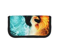 JKLQWC Cute Canvas Pencil Case Organizer, fire and Water Phoenix Prints Stationery & Makeup Pouch, Large Capacity Cosmetic Bag for Travel, School, Office, Gifts