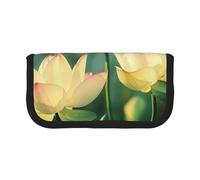 JKLQWC Cute Canvas Pencil Case Organizer - Flowers Blooming in The Morning Prints Stationery & Makeup Pouch, Large Capacity Cosmetic Bag for Travel, School, Office, Gifts
