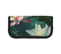 JKLQWC Cute Canvas Pencil Case Organizer - Flowers Blooming in The rain Prints Stationery & Makeup Pouch, Large Capacity Cosmetic Bag for Travel, School, Office, Gifts