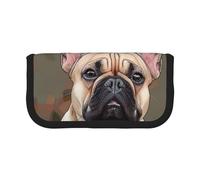 JKLQWC Cute Canvas Pencil Case Organizer - French Bulldog Print Prints Stationery & Makeup Pouch, Large Capacity Cosmetic Bag for Travel, School, Office, Gifts