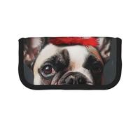 JKLQWC Cute Canvas Pencil Case Organizer - French Bulldog Prints Stationery & Makeup Pouch, Large Capacity Cosmetic Bag for Travel, School, Office, Gifts