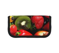 JKLQWC Cute Canvas Pencil Case Organizer - Fresh Fruits and Vegetables Prints Stationery & Makeup Pouch, Large Capacity Cosmetic Bag for Travel, School, Office, Gifts