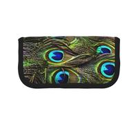 JKLQWC Cute Canvas Pencil Case Organizer, Fresh Peacock Prints Stationery & Makeup Pouch, Large Capacity Cosmetic Bag for Travel, School, Office, Gifts