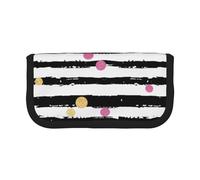 JKLQWC Cute Canvas Pencil Case Organizer - Glitter Rainbow Polka Dot Stripe Black and White Prints Stationery & Makeup Pouch, Large Capacity Cosmetic Bag for Travel, School, Office, Gifts