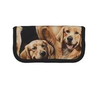 JKLQWC Cute Canvas Pencil Case Organizer - Golden Retrievers Prints Stationery & Makeup Pouch, Large Capacity Cosmetic Bag for Travel, School, Office, Gifts
