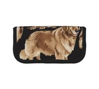 JKLQWC Cute Canvas Pencil Case Organizer, Golden Retrievers Prints Stationery & Makeup Pouch, Large Capacity Cosmetic Bag for Travel, School, Office, Gifts