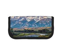 JKLQWC Cute Canvas Pencil Case Organizer - Grand Teton National Park Prints Stationery & Makeup Pouch, Large Capacity Cosmetic Bag for Travel, School, Office, Gifts