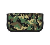 JKLQWC Cute Canvas Pencil Case Organizer, Green Camouflage Prints Stationery & Makeup Pouch, Large Capacity Cosmetic Bag for Travel, School, Office, Gifts