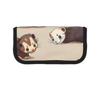 JKLQWC Cute Canvas Pencil Case Organizer - Hairy Ferret Prints Stationery & Makeup Pouch, Large Capacity Cosmetic Bag for Travel, School, Office, Gifts