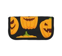 JKLQWC Cute Canvas Pencil Case Organizer, Halloween Pumpkin Patterns Prints Stationery & Makeup Pouch, Large Capacity Cosmetic Bag for Travel, School, Office, Gifts