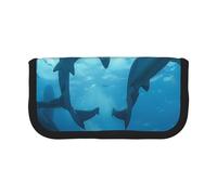 JKLQWC Cute Canvas Pencil Case Organizer - Hammerhead Sharks Prints Stationery & Makeup Pouch, Large Capacity Cosmetic Bag for Travel, School, Office, Gifts
