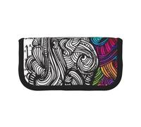 JKLQWC Cute Canvas Pencil Case Organizer, Left and Right Brain Prints Stationery & Makeup Pouch, Large Capacity Cosmetic Bag for Travel, School, Office, Gifts