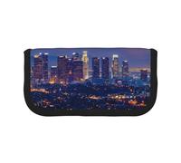 JKLQWC Cute Canvas Pencil Case Organizer - Los Angeles Skyline Prints Stationery & Makeup Pouch, Large Capacity Cosmetic Bag for Travel, School, Office, Gifts