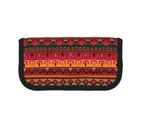 JKLQWC Cute Canvas Pencil Case Organizer, Mexican Folk Art Boho Prints Stationery & Makeup Pouch, Large Capacity Cosmetic Bag for Travel, School, Office, Gifts