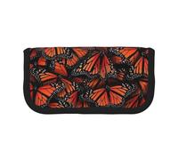 JKLQWC Cute Canvas Pencil Case Organizer, Monarch Butterflies Prints Stationery & Makeup Pouch, Large Capacity Cosmetic Bag for Travel, School, Office, Gifts
