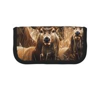 JKLQWC Cute Canvas Pencil Case Organizer - Nature Wild Animal Deers Prints Stationery & Makeup Pouch, Large Capacity Cosmetic Bag for Travel, School, Office, Gifts