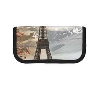 JKLQWC Cute Canvas Pencil Case Organizer - Paris Prints Stationery & Makeup Pouch, Large Capacity Cosmetic Bag for Travel, School, Office, Gifts