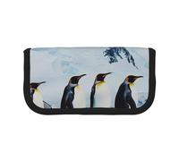 JKLQWC Cute Canvas Pencil Case Organizer - Penguins On The Iceberg Prints Stationery & Makeup Pouch, Large Capacity Cosmetic Bag for Travel, School, Office, Gifts