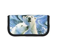 JKLQWC Cute Canvas Pencil Case Organizer, Polar Bears Northern Lights Prints Stationery & Makeup Pouch, Large Capacity Cosmetic Bag for Travel, School, Office, Gifts
