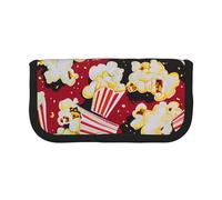 JKLQWC Cute Canvas Pencil Case Organizer - Popcorn Print Prints Stationery & Makeup Pouch, Large Capacity Cosmetic Bag for Travel, School, Office, Gifts