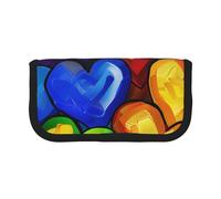 JKLQWC Cute Canvas Pencil Case Organizer - Rainbow Colored Gay Pride Hearts Prints Stationery & Makeup Pouch, Large Capacity Cosmetic Bag for Travel, School, Office, Gifts