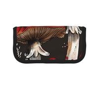 JKLQWC Cute Canvas Pencil Case Organizer - Red Mushrooms 1 Prints Stationery & Makeup Pouch, Large Capacity Cosmetic Bag for Travel, School, Office, Gifts