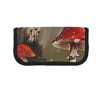 JKLQWC Cute Canvas Pencil Case Organizer - Red Mushrooms Prints Stationery & Makeup Pouch, Large Capacity Cosmetic Bag for Travel, School, Office, Gifts