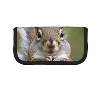 JKLQWC Cute Canvas Pencil Case Organizer - Red Squirrel Prints Stationery & Makeup Pouch, Large Capacity Cosmetic Bag for Travel, School, Office, Gifts