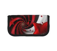 JKLQWC Cute Canvas Pencil Case Organizer - Spinning red Flowers Prints Stationery & Makeup Pouch, Large Capacity Cosmetic Bag for Travel, School, Office, Gifts