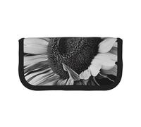 JKLQWC Cute Canvas Pencil Case Organizer - Sunflower Black Grey Prints Stationery & Makeup Pouch, Large Capacity Cosmetic Bag for Travel, School, Office, Gifts