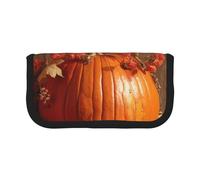 JKLQWC Cute Canvas Pencil Case Organizer - Thanksgiving Pumpkin Prints Stationery & Makeup Pouch, Large Capacity Cosmetic Bag for Travel, School, Office, Gifts