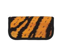 JKLQWC Cute Canvas Pencil Case Organizer - Tiger Striped Pattern Prints Stationery & Makeup Pouch, Large Capacity Cosmetic Bag for Travel, School, Office, Gifts