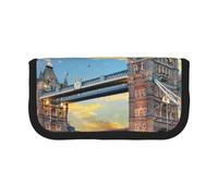 JKLQWC Cute Canvas Pencil Case Organizer, Tower Bridge in London Prints Stationery & Makeup Pouch, Large Capacity Cosmetic Bag for Travel, School, Office, Gifts
