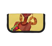 JKLQWC Cute Canvas Pencil Case Organizer - Traditional African Girl Painting Prints Stationery & Makeup Pouch, Large Capacity Cosmetic Bag for Travel, School, Office, Gifts