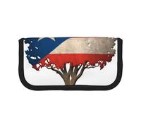 JKLQWC Cute Canvas Pencil Case Organizer, Tree of Life with Puerto Rican Flag Prints Stationery & Makeup Pouch, Large Capacity Cosmetic Bag for Travel, School, Office, Gifts