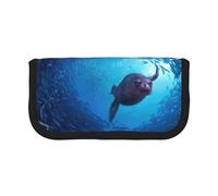 JKLQWC Cute Canvas Pencil Case Organizer, Underwater sea Lion Prints Stationery & Makeup Pouch, Large Capacity Cosmetic Bag for Travel, School, Office, Gifts