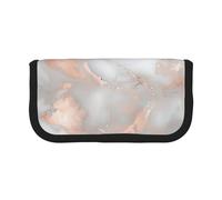 JKLQWC Cute Canvas Pencil Case Organizer - White Marble Rose Gold Prints Stationery & Makeup Pouch, Large Capacity Cosmetic Bag for Travel, School, Office, Gifts