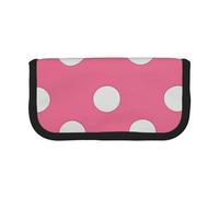 JKLQWC Cute Canvas Pencil Case Organizer - White Polka Dots Prints Stationery & Makeup Pouch, Large Capacity Cosmetic Bag for Travel, School, Office, Gifts