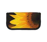 JKLQWC Cute Canvas Pencil Case Organizer - Wild Flower Sunflower Prints Stationery & Makeup Pouch, Large Capacity Cosmetic Bag for Travel, School, Office, Gifts