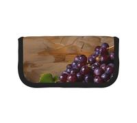 JKLQWC Cute Canvas Pencil Case Organizer - Wine Bottle Corks Grapes Prints Stationery & Makeup Pouch, Large Capacity Cosmetic Bag for Travel, School, Office, Gifts