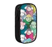 JKLQWC Cute Colorful Sheep Cartoon Pattern Printed Pencil Case Cute Pen Pouch Large Pen Bag Portable Storage Organizer Box for Office School Teen Girl Boy Adult,Black