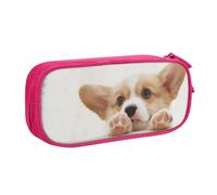 JKLQWC Cute Corgi Printed Pencil Case Cute Pen Pencil Box Bag Zipper Storage Organizer Box Holder for Office School Teen Girl Boy Adult,Pink