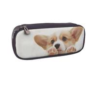 JKLQWC Cute Corgi Printed PU Leather Pencil Case Cute Pen Pencil Box Bag Zipper Office School Pencil Pouch Organizer for Students Teen Girls Boys Adult Gifts