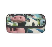 JKLQWC Cute Cow Printed Pencil Case Cute Pen Pencil Box Bag Large Capacity Compartment Zipper Pencil Pouch Organizer for Office School Travel