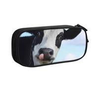 JKLQWC Cute Cow Under White Clouds Printed Pencil Case Cute Pen Pencil Box Bag Zipper Storage Organizer Box Holder for Office School Teen Girl Boy Adult,Black