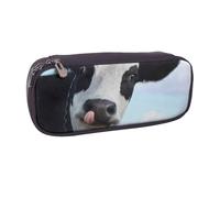 JKLQWC Cute Cow Under White Clouds Printed PU Leather Pencil Case Cute Pen Pencil Box Bag Zipper Office School Pencil Pouch Organizer for Students Teen Girls Boys Adult Gifts