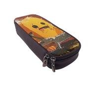 JKLQWC Cute Crying Chainsaw Printed PU Leather Pencil Case Cute Pen Pencil Box Bag Zipper Office School Pencil Pouch Organizer for Students Teen Girls Boys Adult