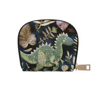 JKLQWC Cute Dinosaur Printed Card Wallet for Women Men Cute Zipper Card Cases Holder Mini Coin Purse with 12 Card Slots