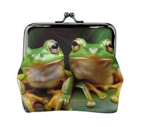 JKLQWC Cute Frog Printed Coin Purse for Women Cute PU Leather Coin Wallet Mini Coin Purse Pouch with Kiss-Lock